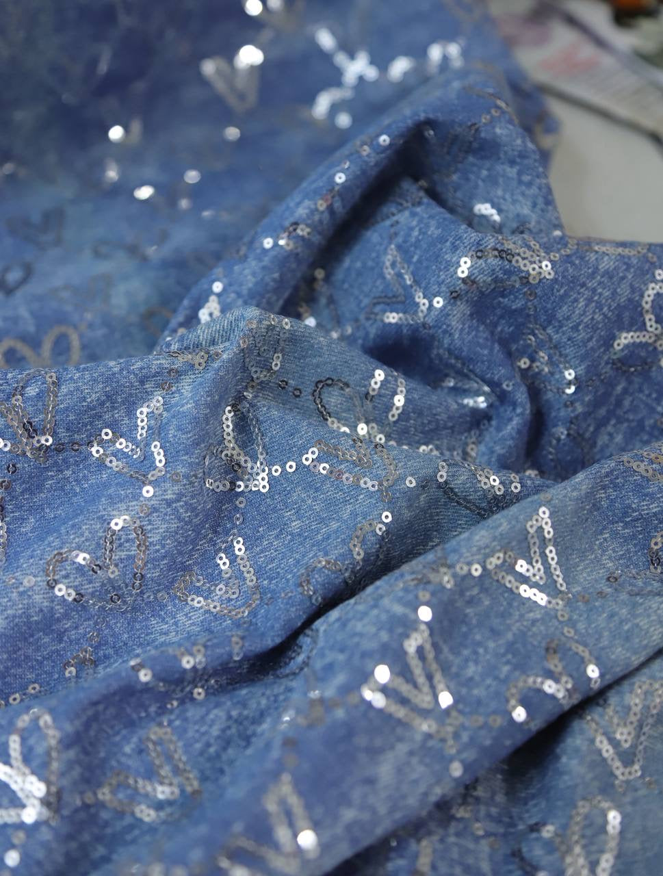 Kot üzeri kalpli payet