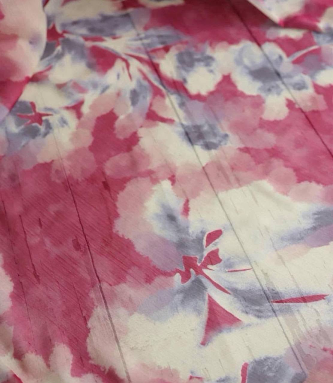 Janjan Şifon Kumaş Sulu Boya Desenli